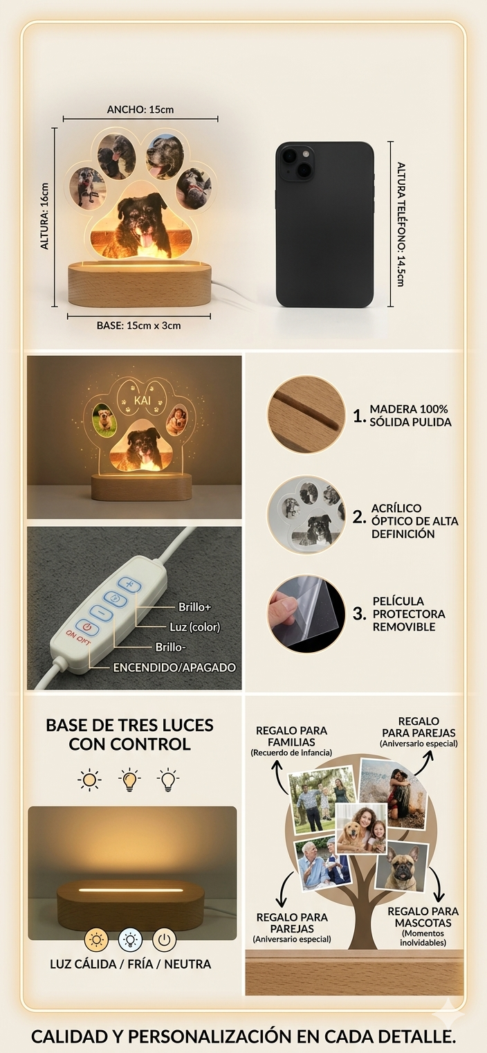 Lámpara personalizada huellas de luz